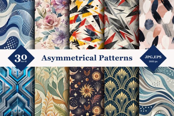 Asymmetrical Style Seamless Patterns 01