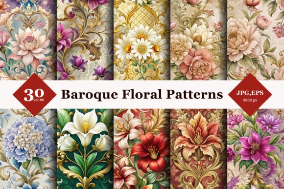 Baroque Floral Seamless Patterns 05