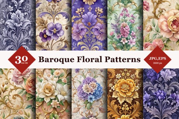 Baroque Floral Seamless Patterns 08