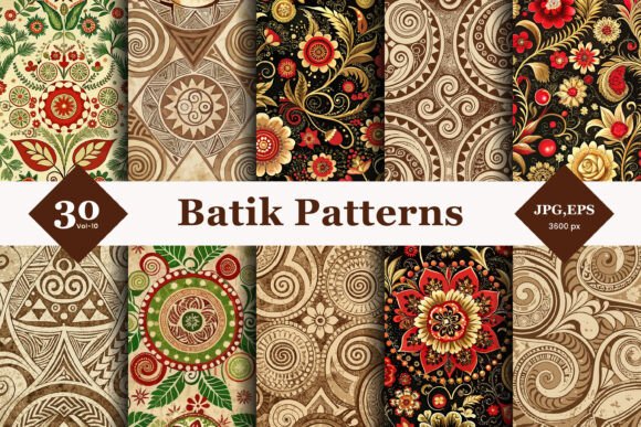 Batik Style Seamless Patterns 10