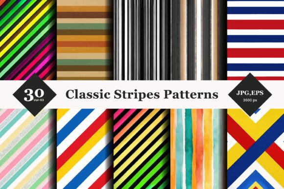 Classic Stripes Seamless Patterns 03: A Curated Ensemble for Timeless Design