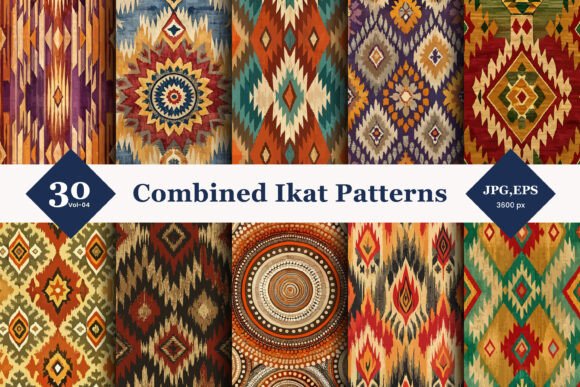 Combined Ikat Seamless Patterns 04