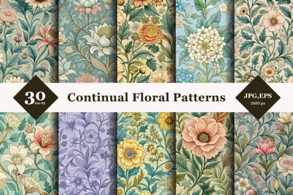 Continual Floral Seamless Patterns 02: Elevate Your Visual Design