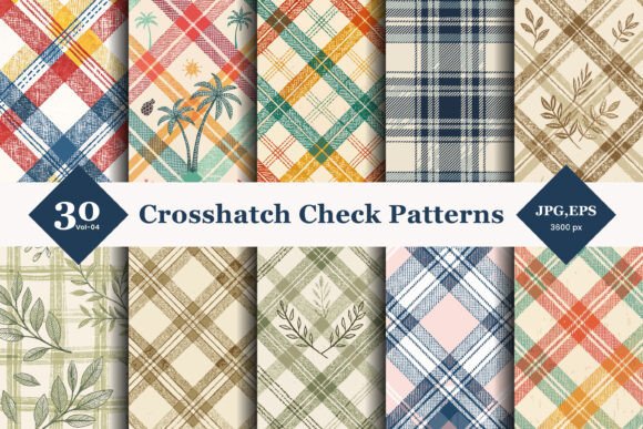 Crosshatch Check Seamless Patterns 04