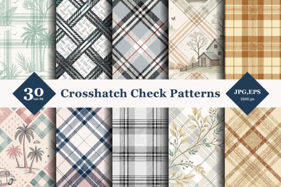 Crosshatch Check Seamless Patterns 05