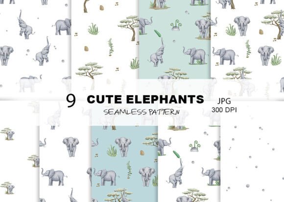 Elephant Seamless Patterns