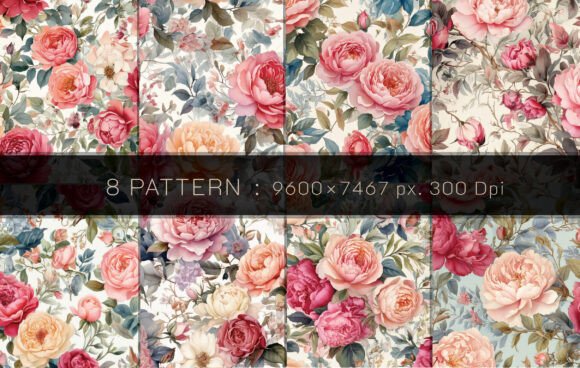 Evaluating 8 Floral Patterns: A Deep Dive into High-Resolution Watercolor Rose and Peony Designs