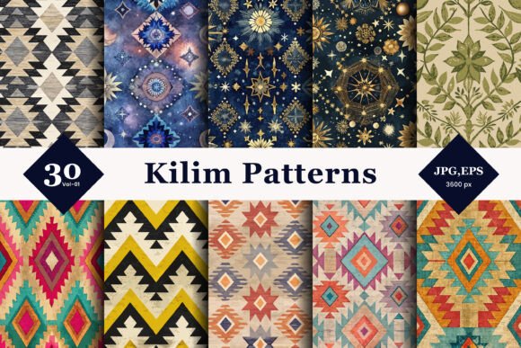 Kilim Style Seamless Patterns 01: Integrating Traditional Weaving Aesthetics into Modern Digital Workflows
