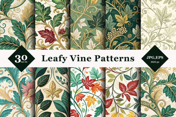 Leafy Vine Seamless Patterns 04: Elevate Your Design Workflow