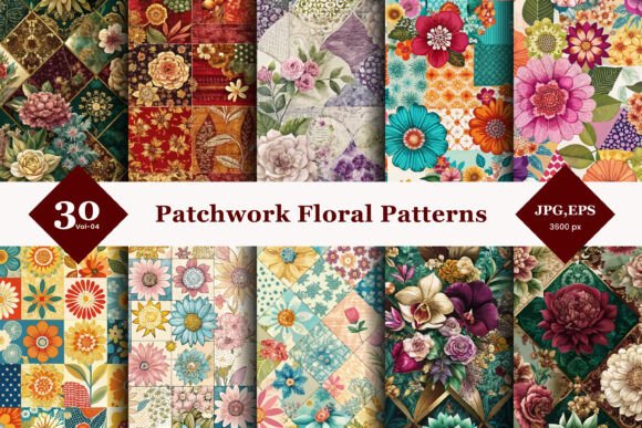 Patchwork Floral Seamless Patterns 04