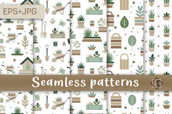 Seamless Patterns Garden Elements