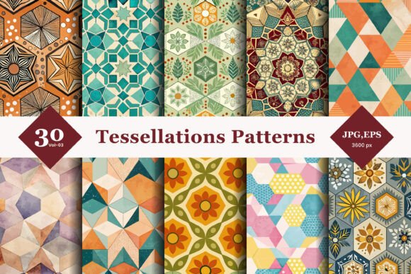 Semi Regular Tessellations Seamless Patterns 03