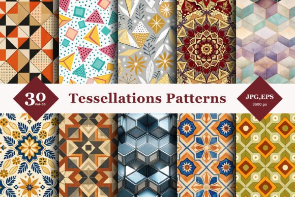 Semi Regular Tessellations Seamless Patterns 05