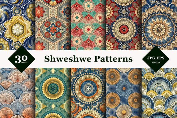 Shweshwe Style Seamless Patterns 03