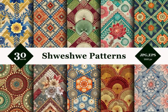 Shweshwe Style Seamless Patterns 04