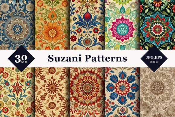 Suzani Style Seamless Patterns 06: Elevating Design with Traditional Artistry